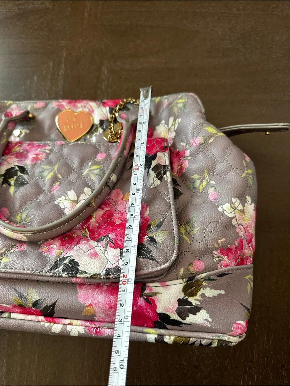 Betsey Johnson quilted floral satchel from her 